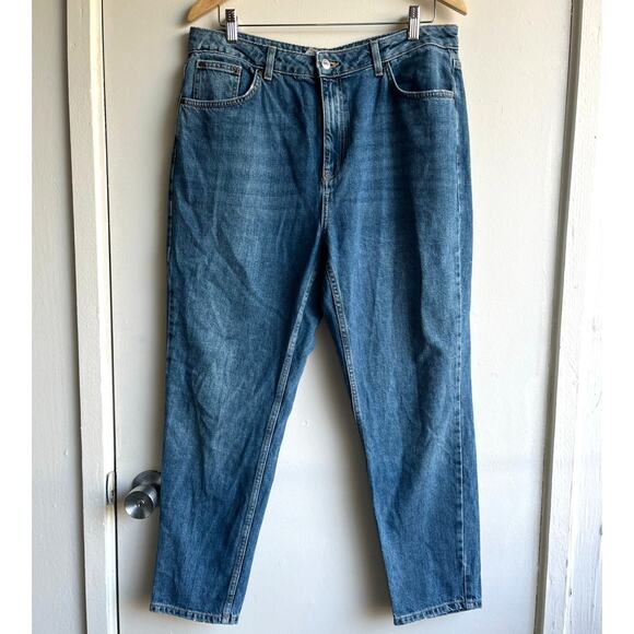 Topshop Original High Waisted Mom Jean Mid Blue Size 34 x 30 100% Cotton $74 - Picture 5 of 12
